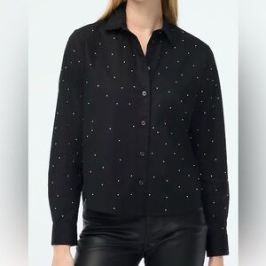 J. Crew Black Rhinestone Button Up Shirt